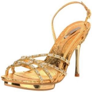 🌻CELESTE: Gold Rhinestone Slingback heels